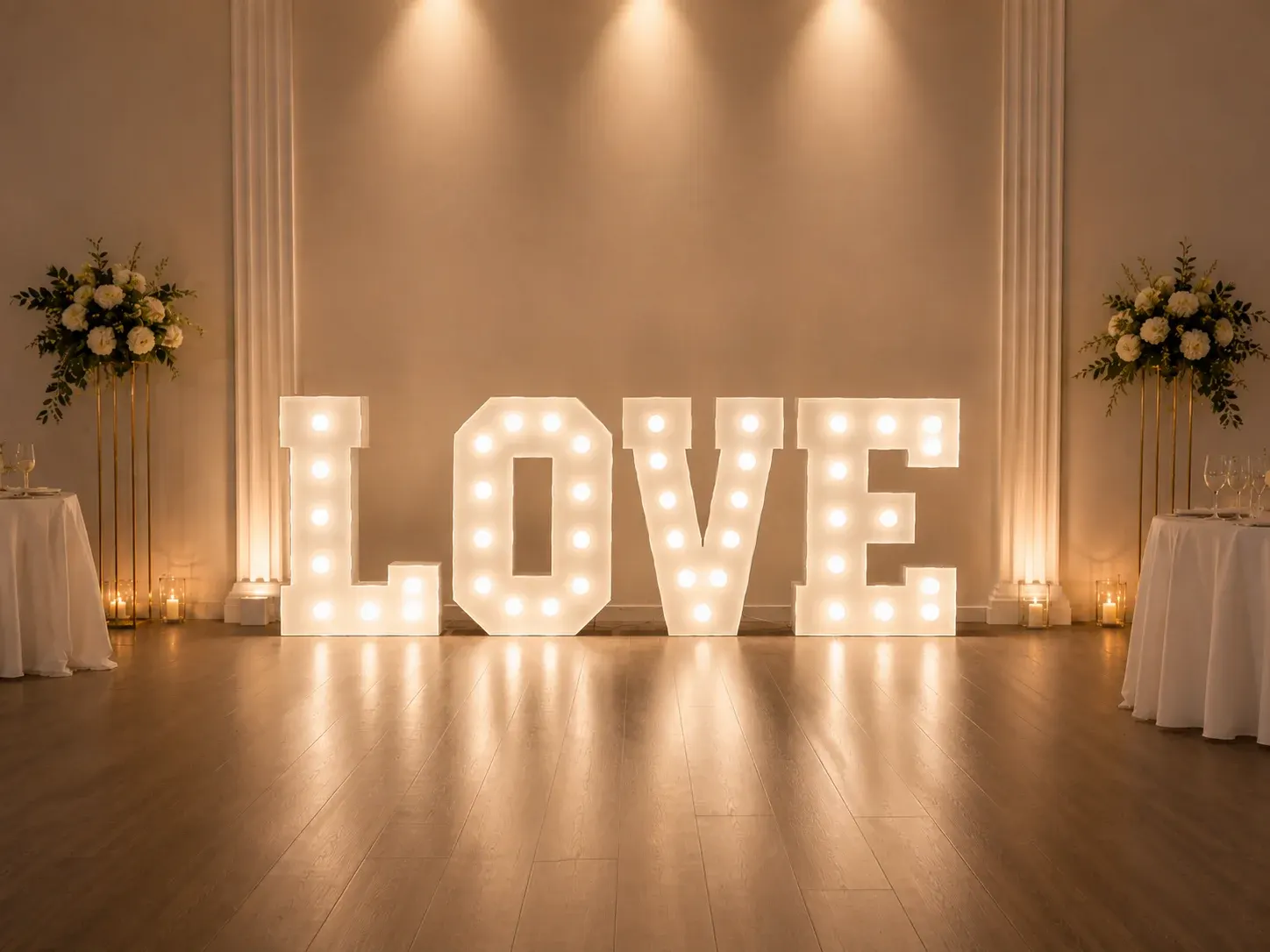 Elegantný svetelný nápis LOVE